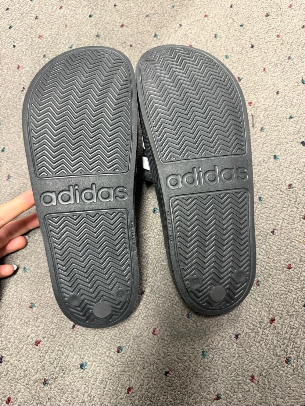 adidas Black Slides with White Triple Straps unisex